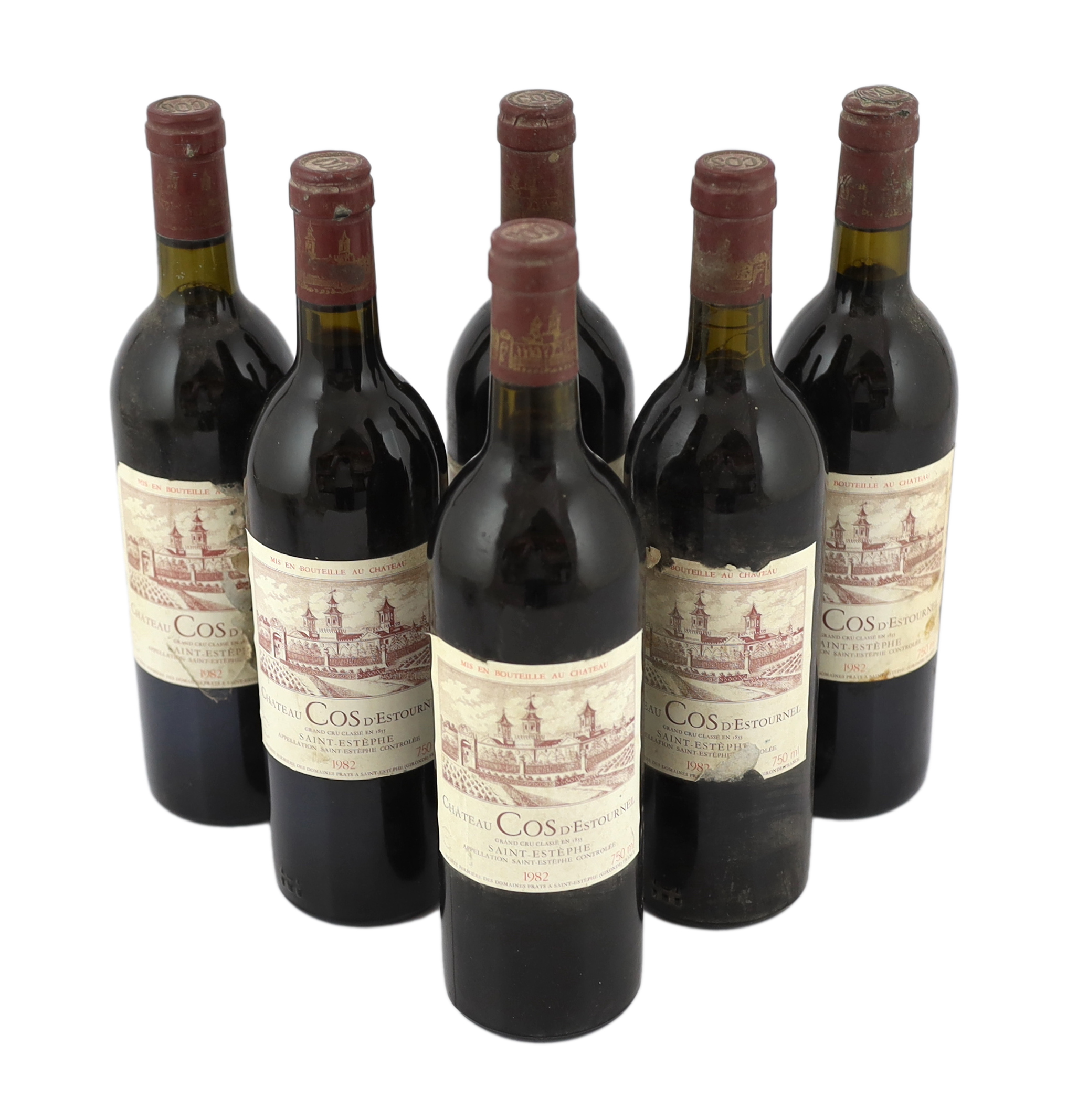 Six bottles of Chateau Cos D'Estournel, Saint Estephe, 1982